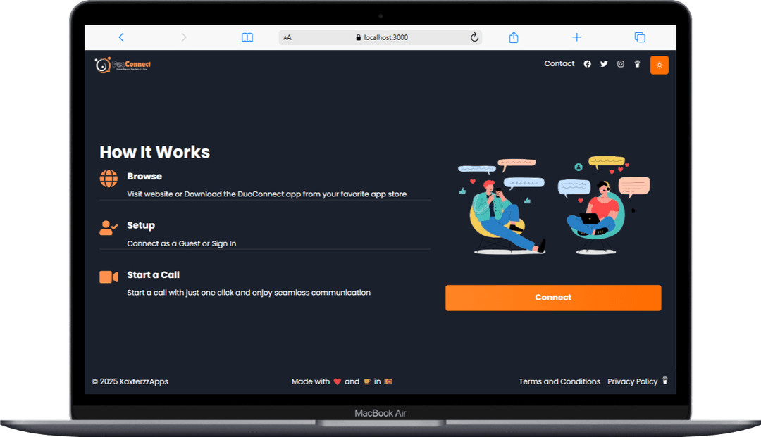 One to One Video Call and Chat Website preview